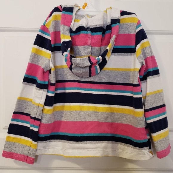 CARTER'S Girl Toddler Horizontal Blue Pink Yellow White Grey Striped Hoodie-S:4T - Picture 6 of 7